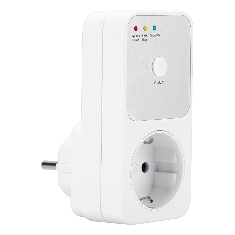 Protetor Relé De Tensão Tomadas Elétricas 220V EU Plug Socket Estabilizador Automático Surge Protection Refrigerador Seguro