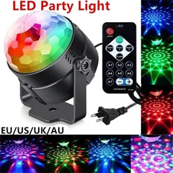 RGB Disco Ball Party Lights DJ Disco Light proiettore a LED lampada stroboscopica festa di compleanno Car Club Bar Karaoke Xmas Sound attivato