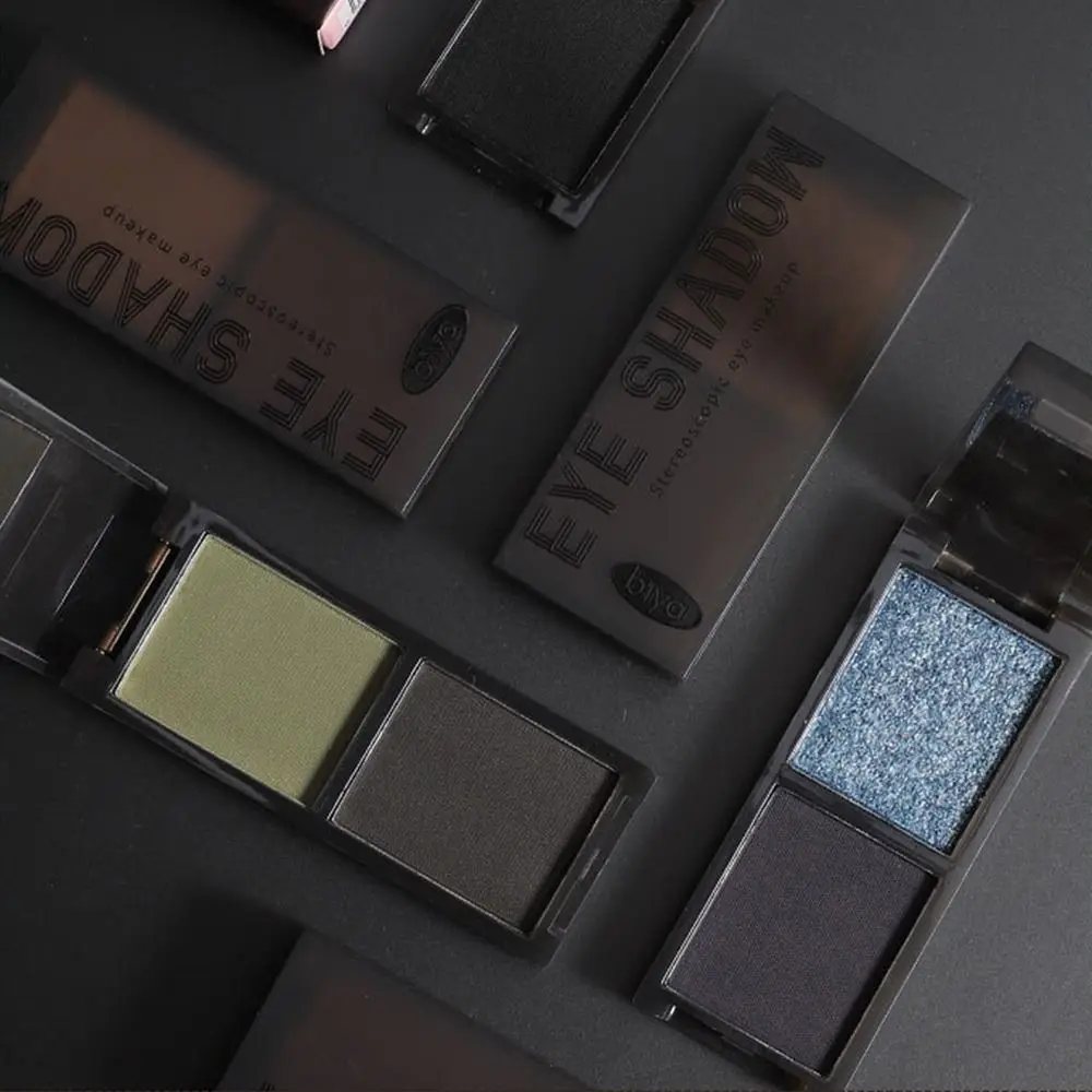 Mehrzweck-Langanhaltender Lidschatten, 2 Farben, rauchiges Make-up, Make-up-Palette, matt, schimmernd, wasserdicht, glitzernder Lidschatten für Damen
