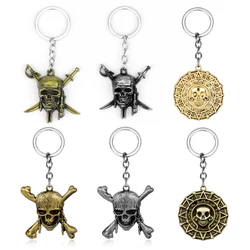 Pirates of The Caribbean Keychain Captain Jack Sparrow Mask Skull with Crossbones Key Holder Men Gifts
