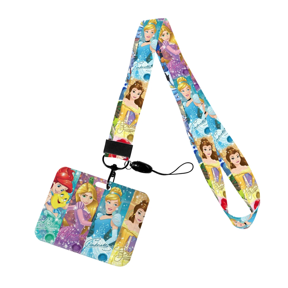 

Disney Princess Cartoon Cute Girl Horizontal Id Credit Card Cover Bus Card Holder Charm Badge Holder Girls Daughter Gift Lanyard
