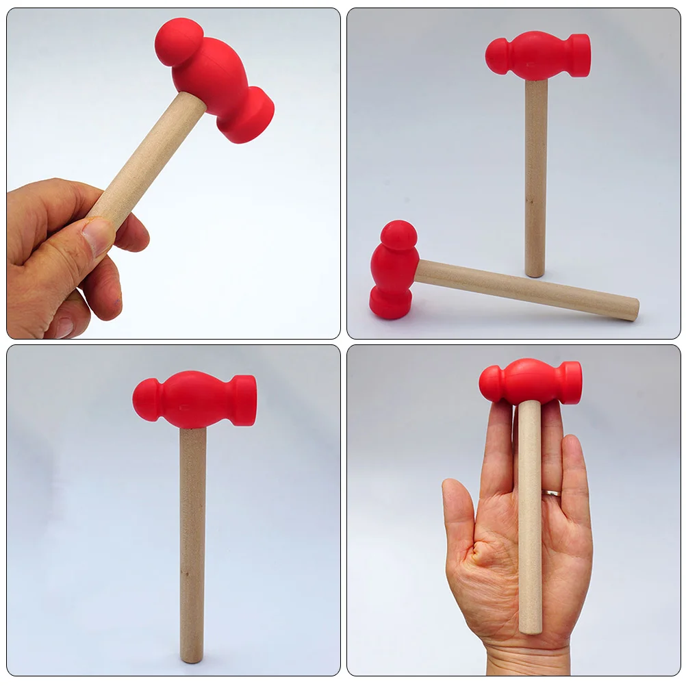 4 Pcs Small Wooden Hammer Pounding Hammers Toys for Kids Children's Day Gift Educational Beating Gavel Lightweight Practical