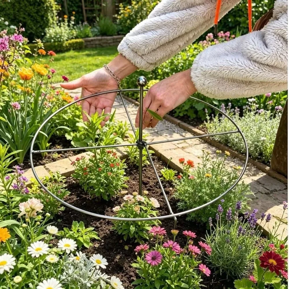 Sturdy Iron Art Metal Plant Support Ring Rust-Proof Anti Lodging Heavy Duty Plant Cage Smooth Weather-Resistant
