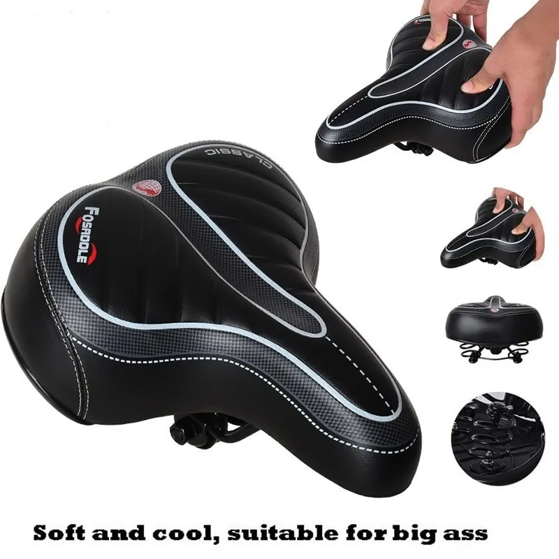 Wide Comfort Bicycle Saddle with 4 Digit Cable Lock Bundle, Cushioned Bike Seat with Memory Foam, Anti-Theft Steel Cable Lock for Mountain Road Commuter City Cycling
