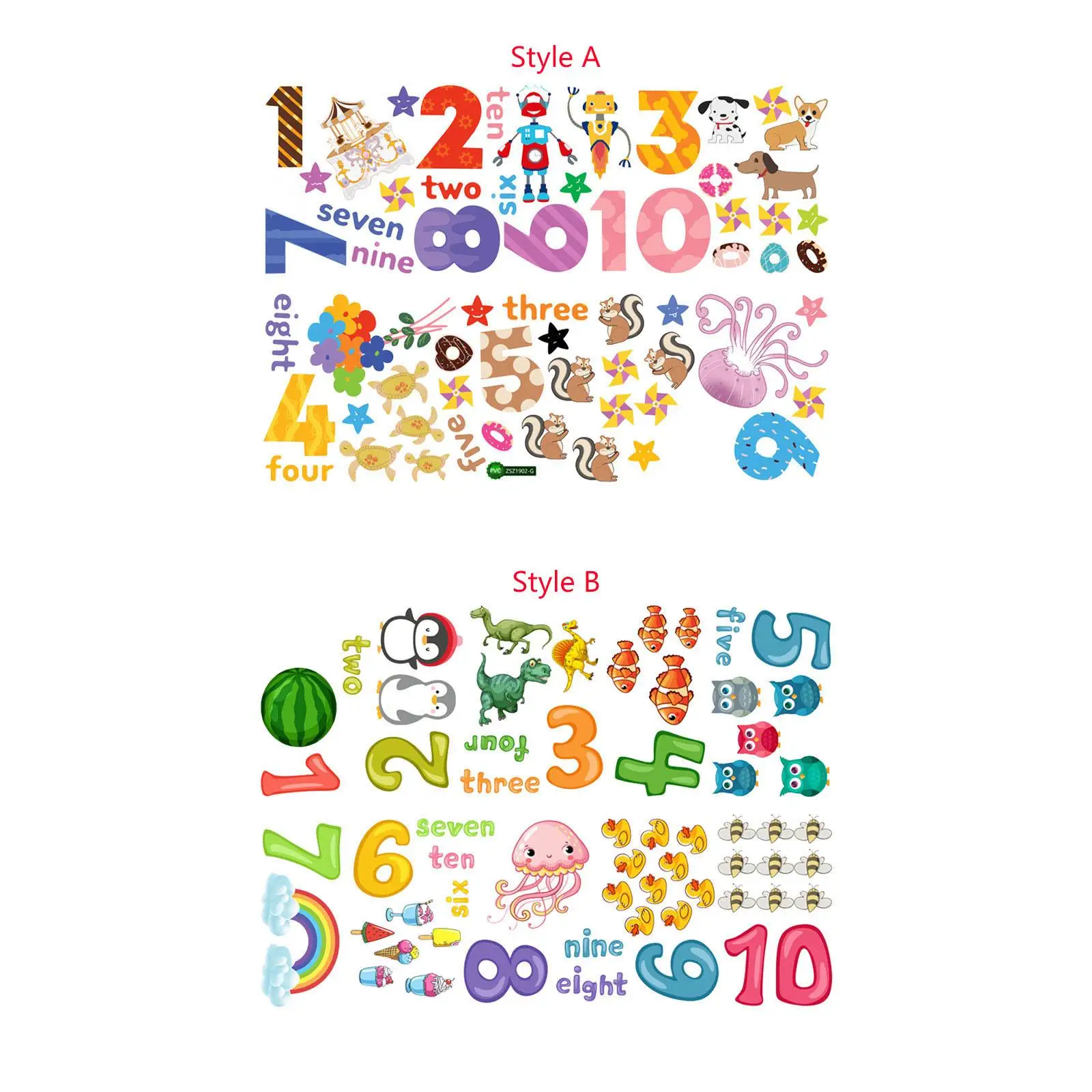 

2 шт., наклейки на стену с цифрами, английские счетные наклейки, настенный декор, раннее образование для классной комнаты, спальни, детской игровой комнаты, детей