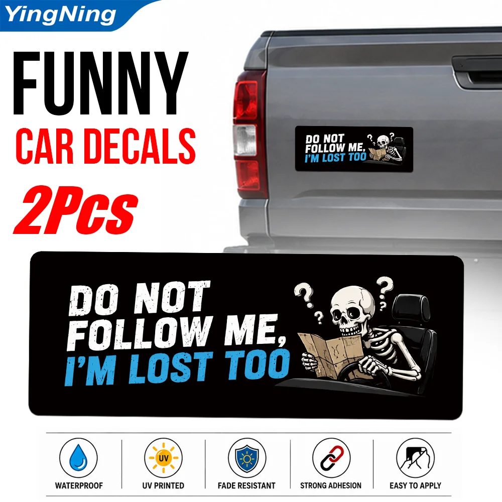 Funny Car Stickers 2Pcs Waterproof Vinyl Car Accessories Do Not Follow Me Im Lost Too Decal Rear Window Bumper Cars Trucks SUVs