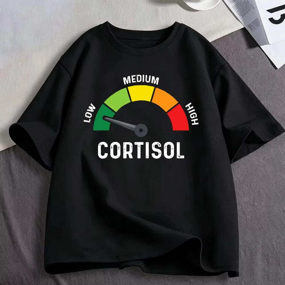 Funny Low Cortisol Levels Meme T Shirt Men's Women Clothing Cotton Casual Oversized Short Sleeve T-shirts Harajuku Streetwear