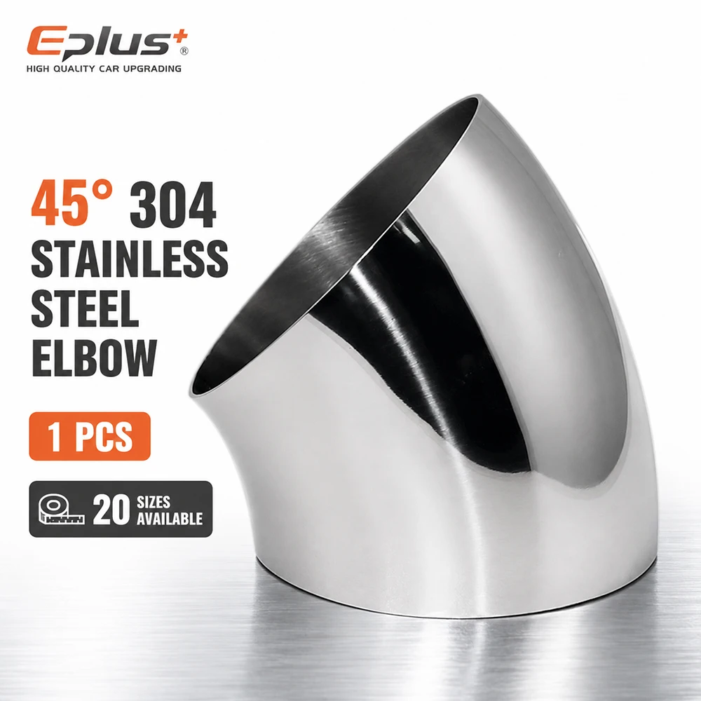 1PCS 304 Stainless Steel Universal 45 Degree Elbow Pipe Polished Weld‑On Pipe Fitting Bend Tube for Car Exhaust Industrial