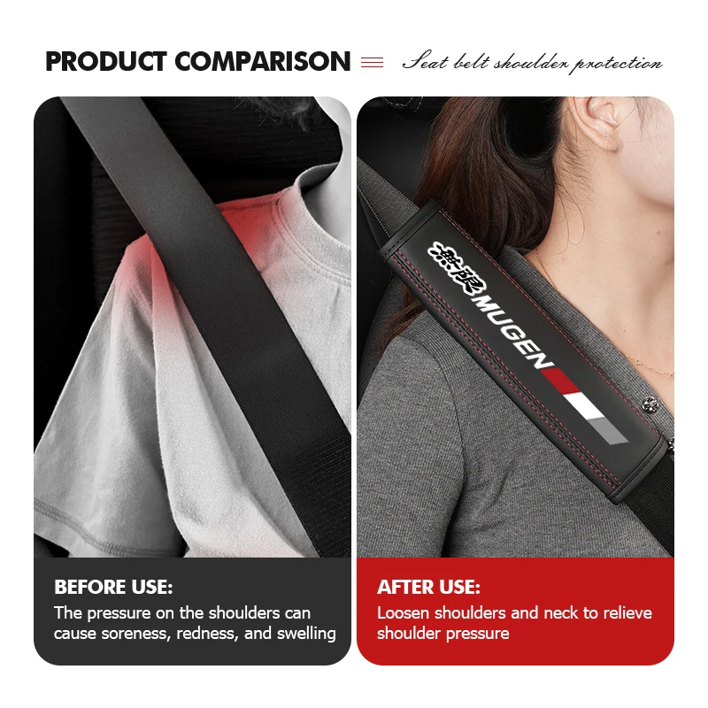 For Honda 1/2PCS Car Seat Belt Safety Belt Shoulder Cover Auto Accessories Fit Pilot Type-R Type-S VTEC Mugen INSPIRE Civic