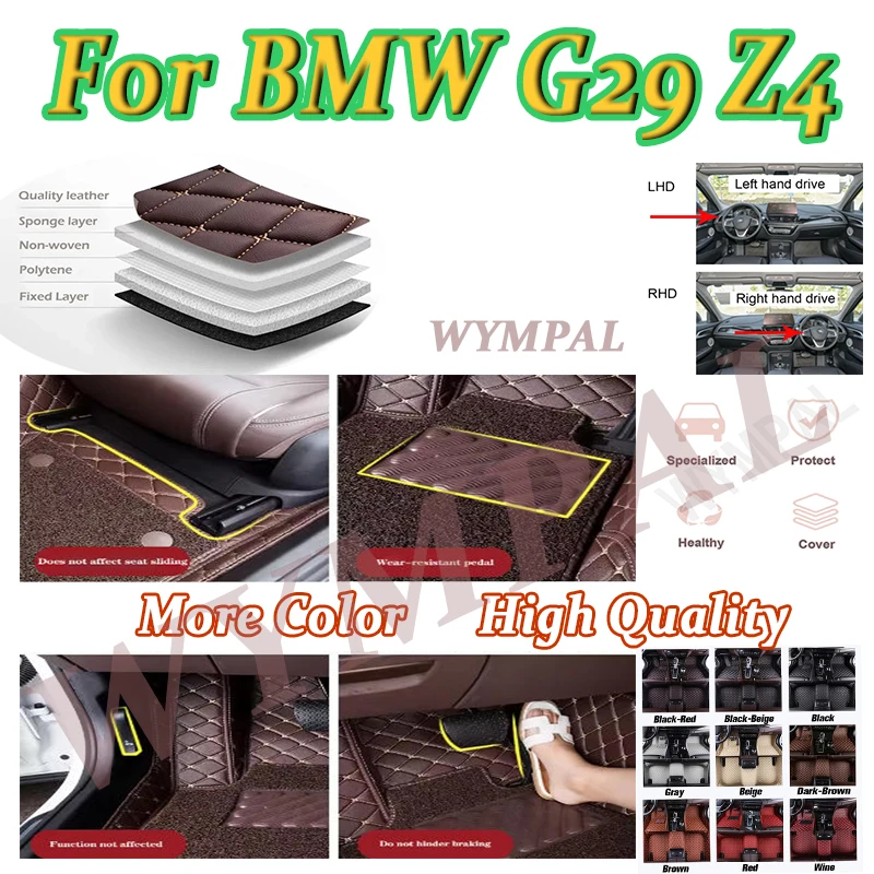 

Luxury Custom Car Floor Mats for BMW G29 Z4 2018-2023 Interior Details Car Accessories protective interior carpets full set