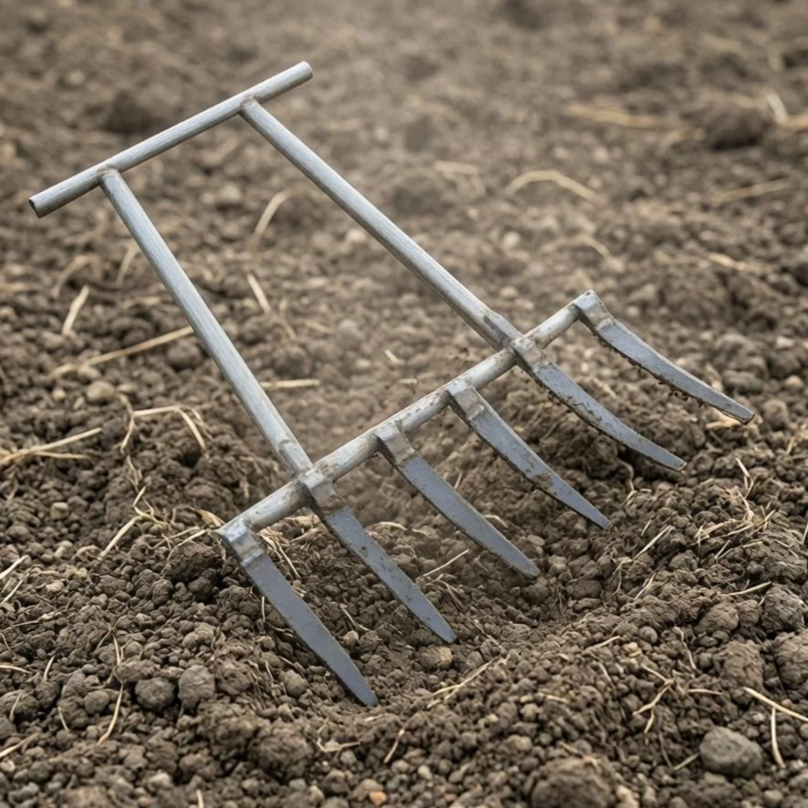 Steel Digging Fork Pointed Tines 6-Tine Digging Fork Garden Tools Straight Crossbar