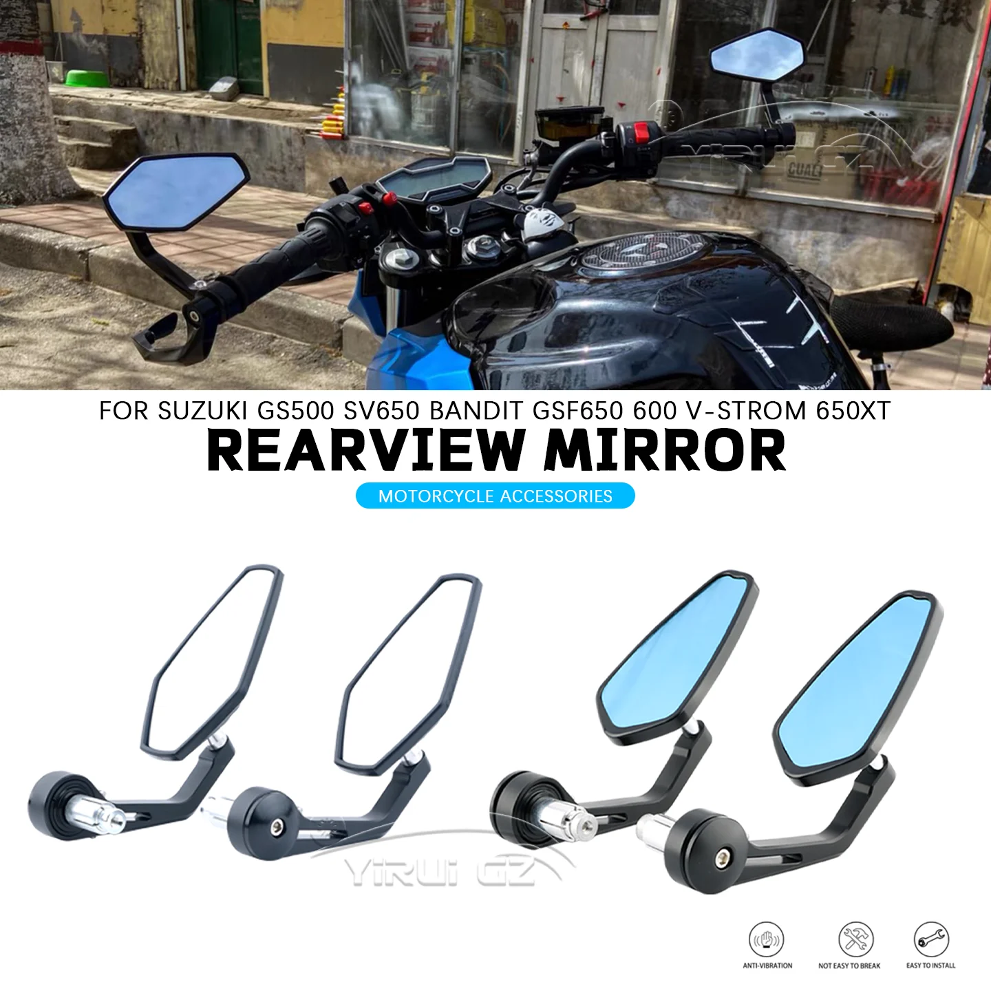 

Зеркало заднего вида на руль 7/8 дюйма, боковое зеркало для мотоцикла, для Suzuki GS500, SV650, Bandit GSF650, V-Strom 650XT