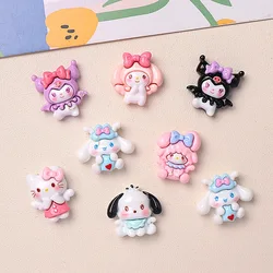 Figurine de scrapbooking à dos plat en résine de dessin animé Kawaii, chaton, chiot, lapin, nœud bricolage, accessoires de décoration, artisanat, nouveau, 10 pièces