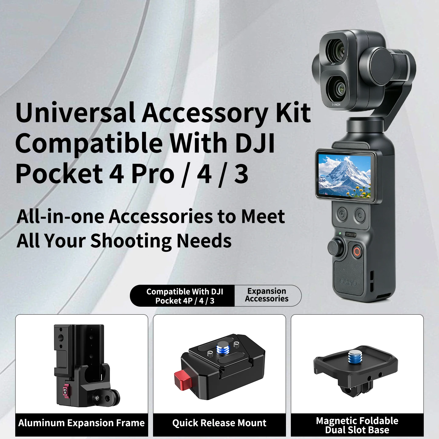 Magnetische Saughalterung für DJI Osmo Pocket 4 Pro Gimbal Aluminium-Käfig Magnetbasis 360° ° Kugelkopf für Metall-Oberflächenhalterung – Detail 3