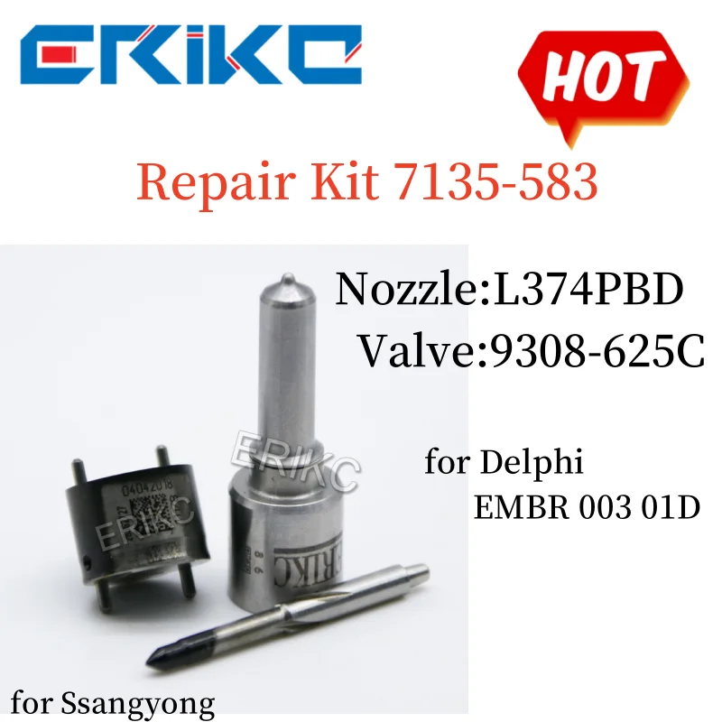 

for 33800-4A710 EMBR00301D Common Rail Repair Kit 7135-583 Injector Nozzle Tips L374PBD Control Valve 9308-625C for Ssangyong