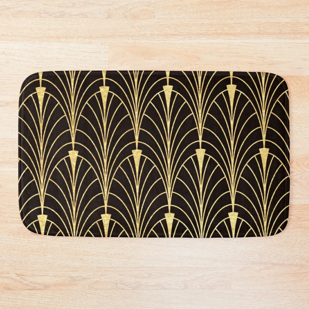 

Sophisticated Glitzy (Faux) Gold Art Deco Pattern Bath Mat Accessories For Shower And Services Rooms Mat