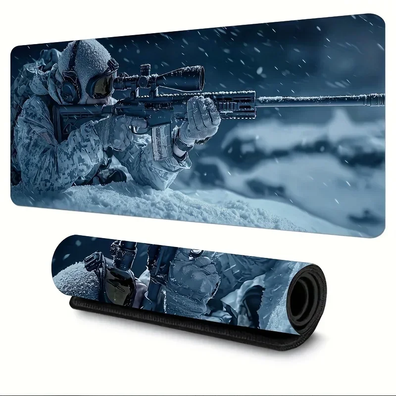 

Super large gaming mouse pad snow sniper pattern rubber non-slip desk mat desktop computer office mats locking process 90x40cm