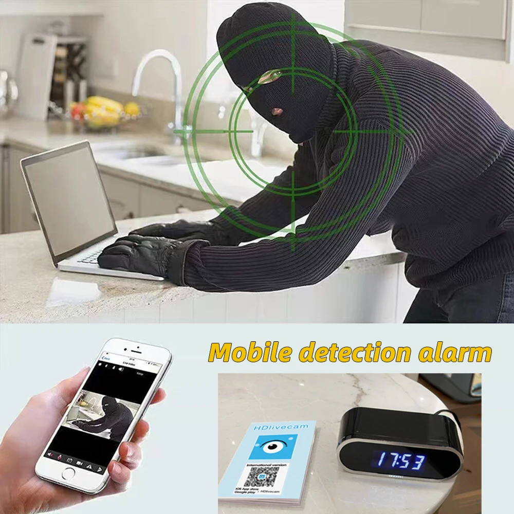 WIFI Mini Clock Camera HD 1080P Home Nanny Indoor Car Infrared Night Vision Wall Clock Video Camera 2.4G WIFI Control DVR Cam
