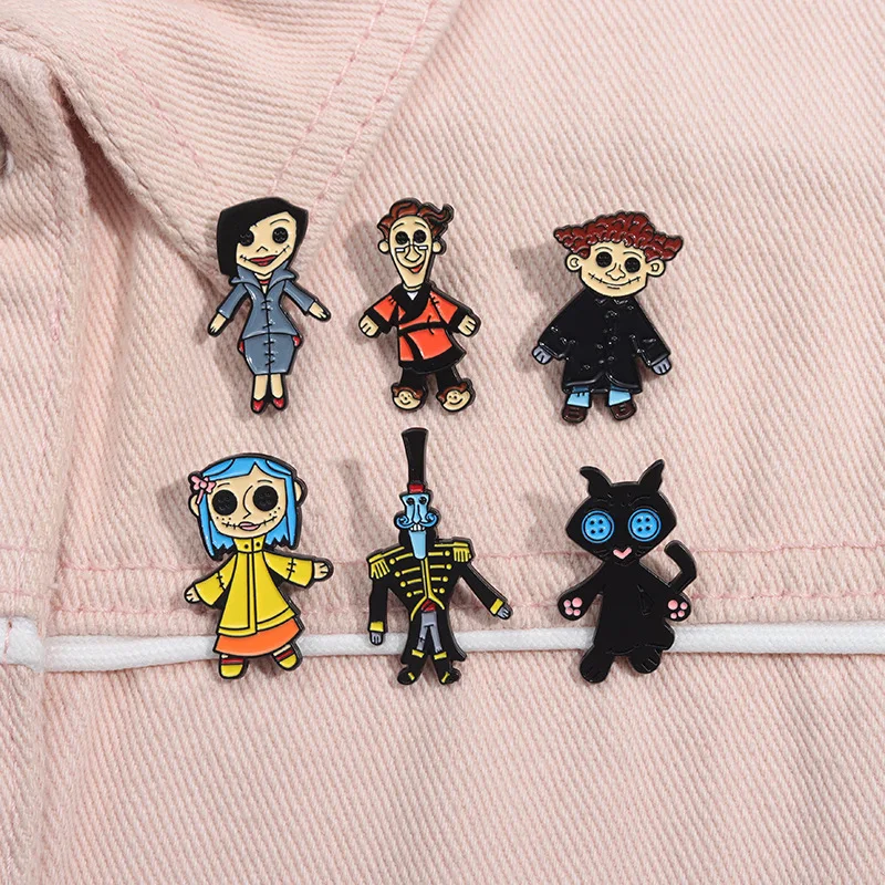 Horror Anime Cartoon Hallowmas Enamel Pin Brooches Coraline Backpacks Clothes Lapel Pins Accessories for Women Cute Jewelry Gift