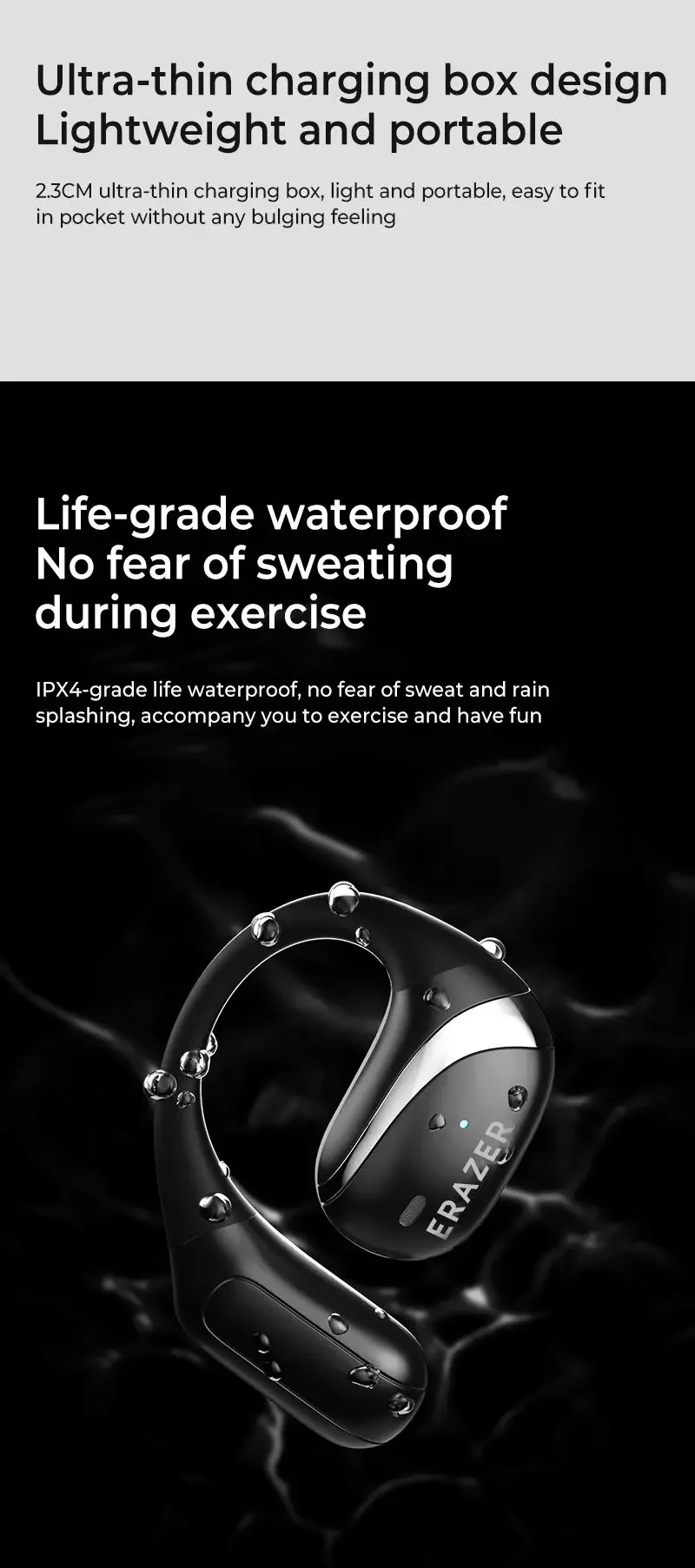 Original ERAZER X9 Drahtlose Kopfhörer OWS HiFi Stereo Sport Offene Bluetooth Kopfhörer mit Mikrofon Anruf Rauschunterdrückung Wasserdicht – Detail 12