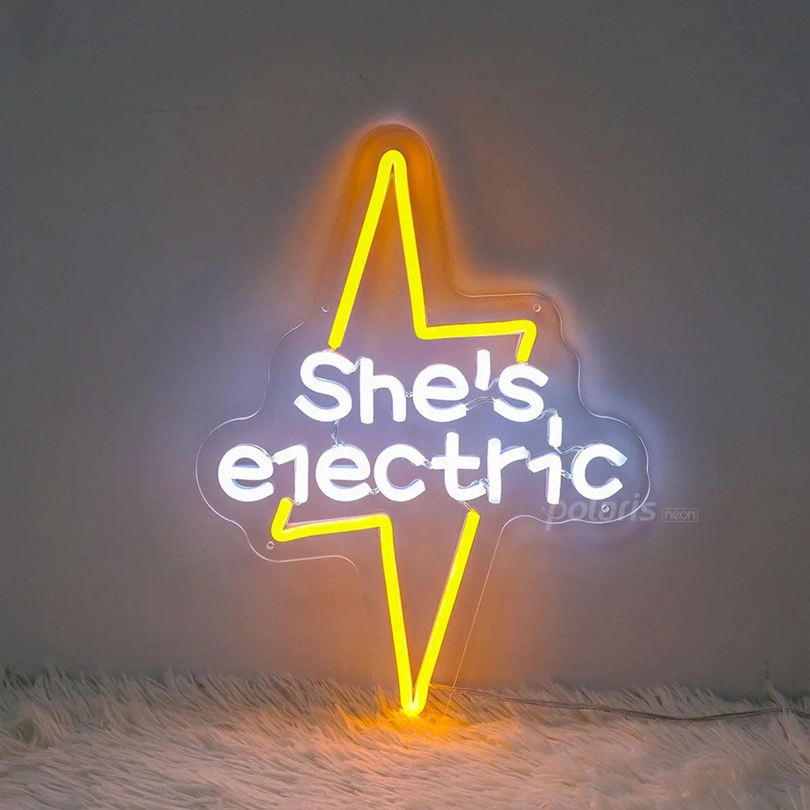 She's Electric neon sign, rock band vibe neon, modern apartment wall decoration, lyric neon art, trendy wall art