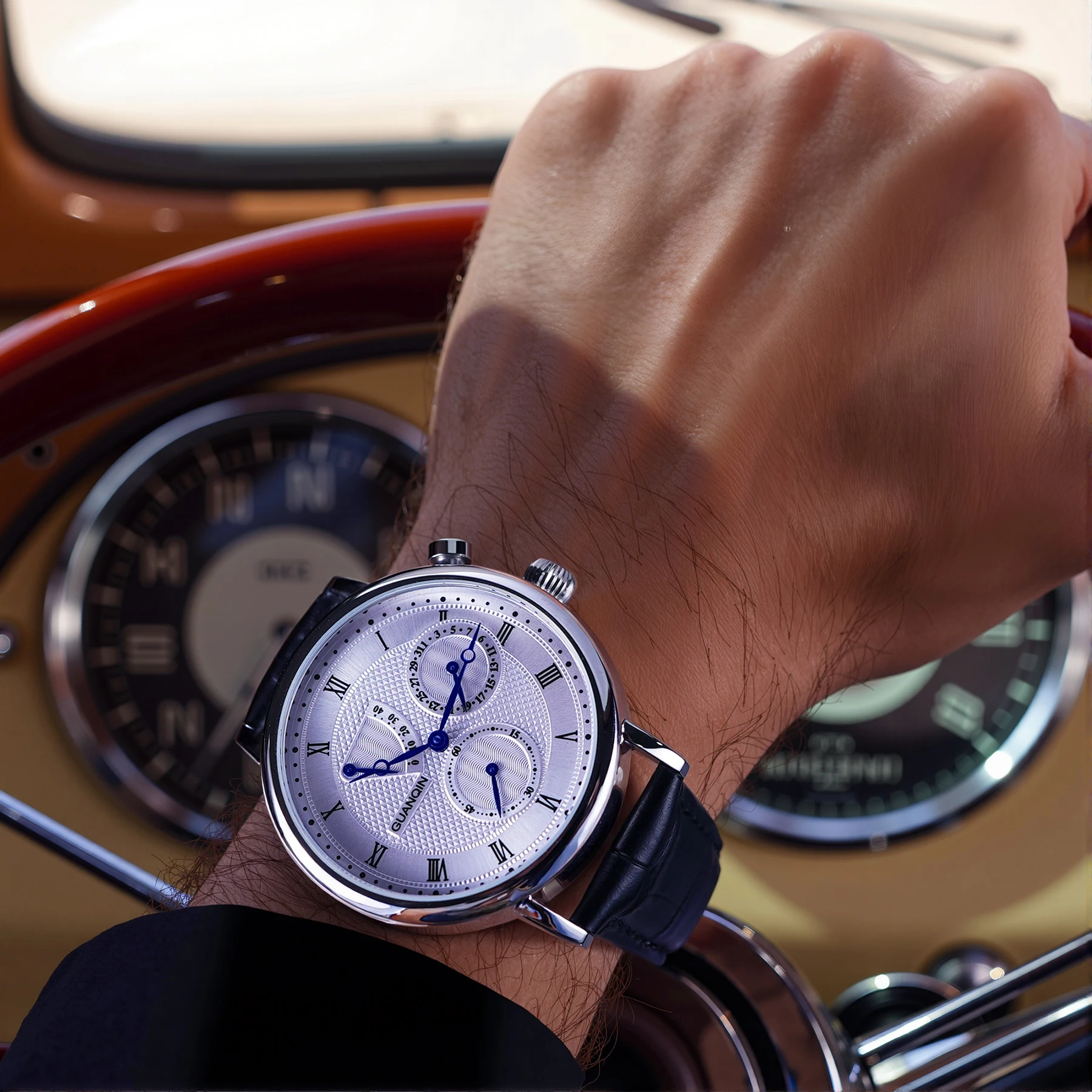 

GuanQin GS16273 fully automatic mechanical watch waterproof fashion luminous tourbillon men's watch