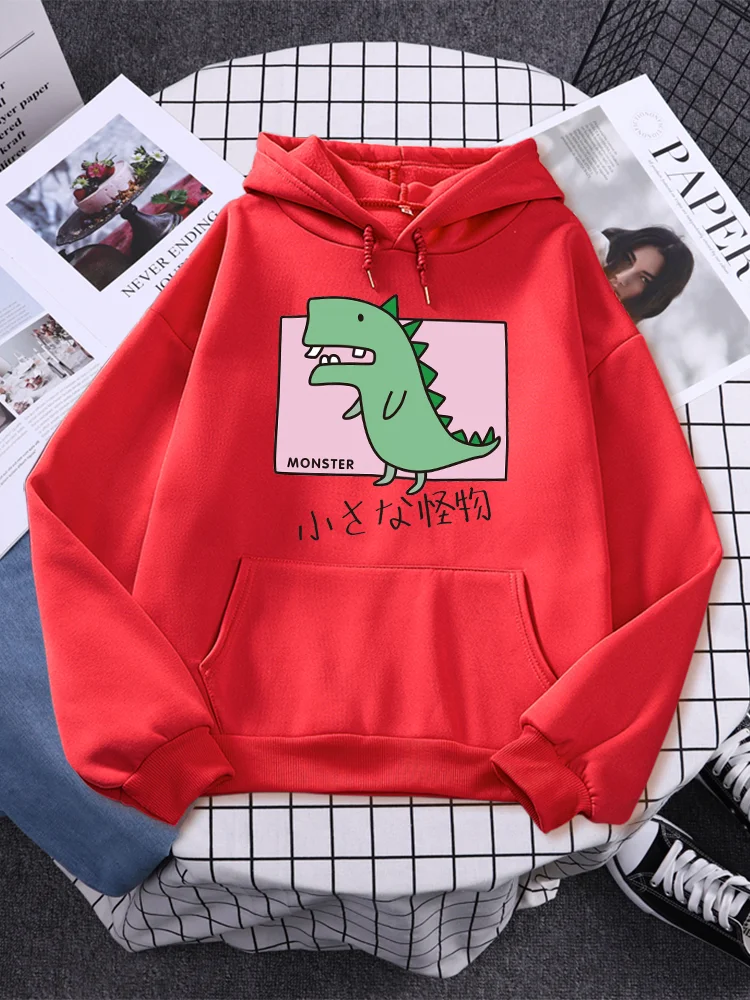 

Green Monster Kawaii Funny Prints Woman Hoodies Street Style Pullover Fashion Creativity Cute Clothing Crewneck Women Sweatshirt