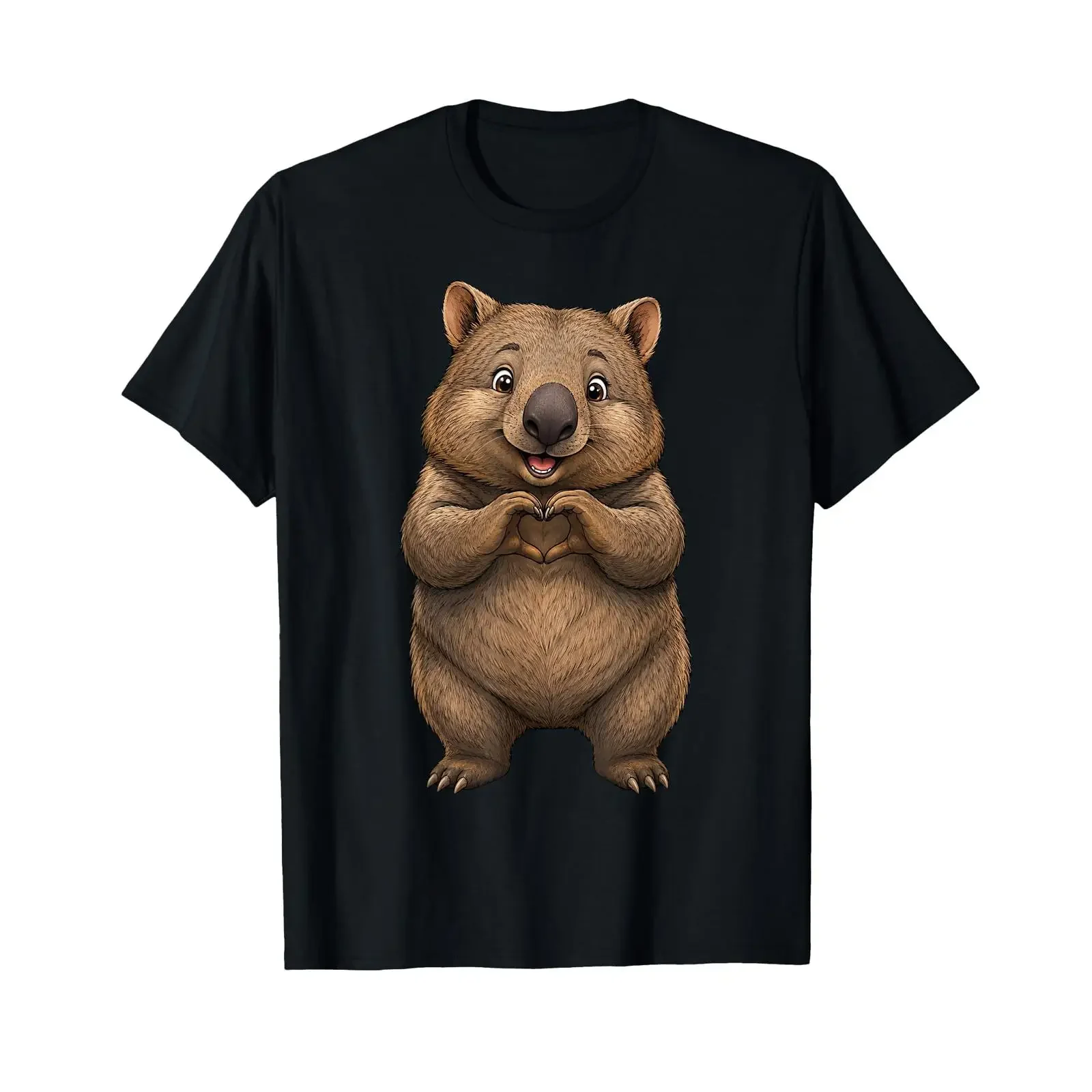 Wombat with Heart Cute Friend Symbol T Shirt vintage Washed Slightly fashion Casual homme Unisex graphic Breathable Stretched