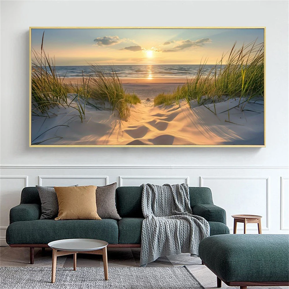 1pc frameless Canvas Painting Modern Beach Sunset Wall Art Posters Coconut Grove Landscape Canvas Painting Print Nordic Wall Dec