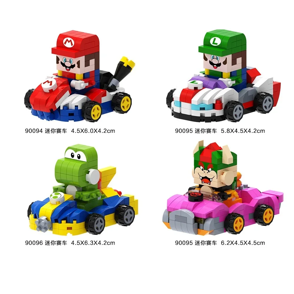 NEU 4 Stück Super Mario Bros Martin Auto-Bausteine Luigi Bowser Yoshi Spielzeug Rückzieh-Auto Spielmodell Sammlerstück Geburtstagsgeschenk – Detail 5