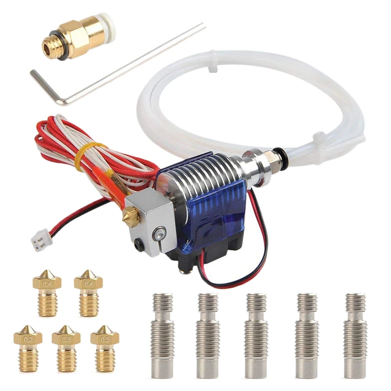 All Metal J Style Head Hotend Full Kit With 5 Pcs Extruder Print Head + 5 Pcs Nozzle Throat For E3D V6 Makerbo