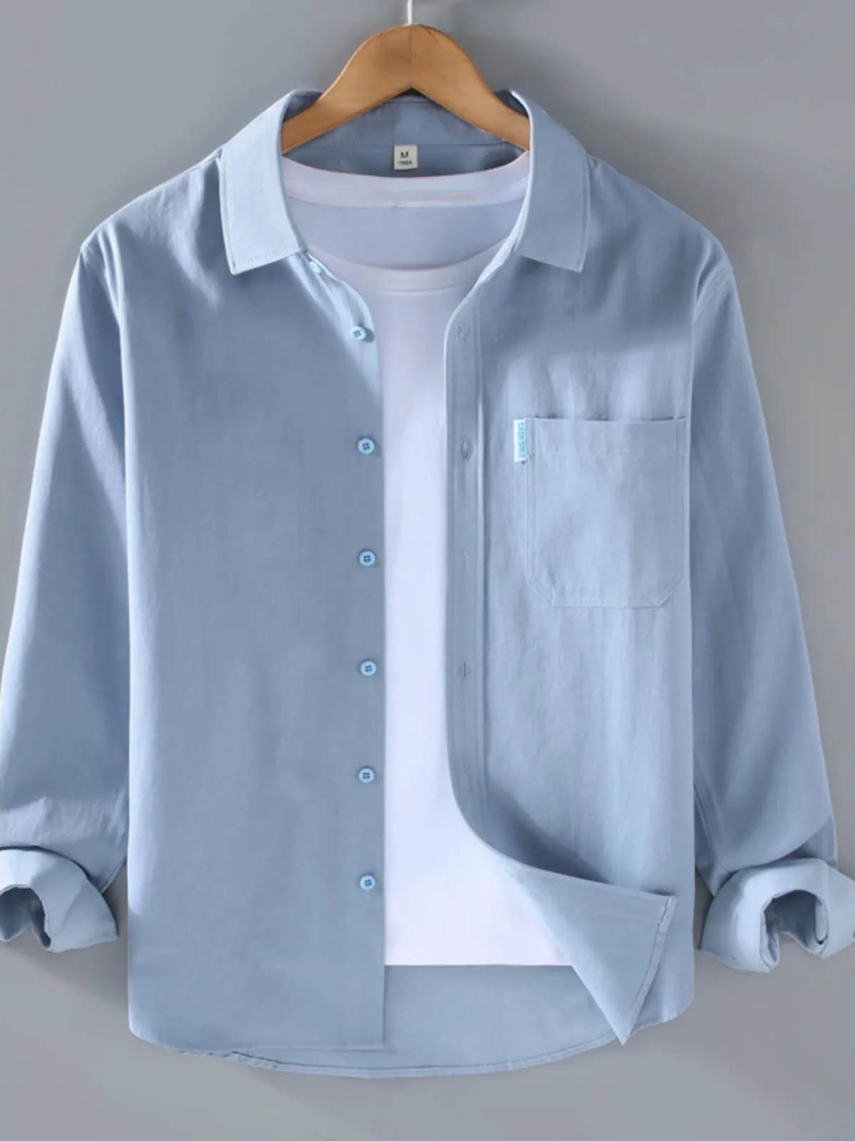 

Loose Fit Long Sve Collared irt Men's Color Casual Sle Spring Autumn New Arrival Versatile Breathable Faionable