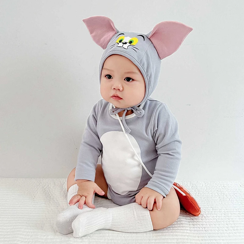 2024 nuovo arrivo Cartoon Toddler Cat Halloween pagliaccetto Animal Fancy Dress Up Baby Mouse Costume infantile