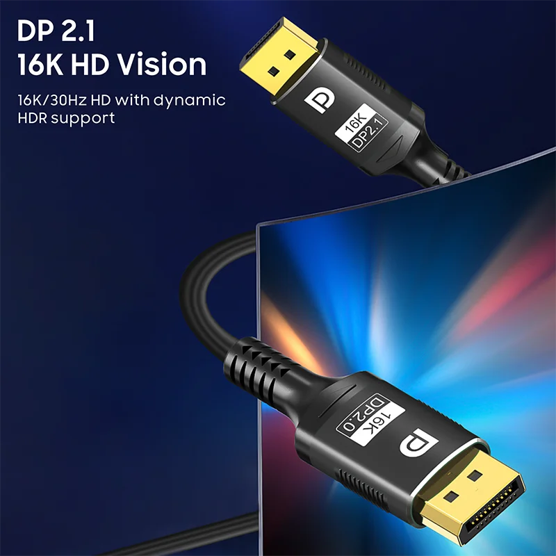 Vothoon DisplayPort Cable 2.1 DP to DP 80Gbps Support 16K@30Hz 8K@120Hz HDR HDCP DSC1.2a Braided Display Port Cable Cord