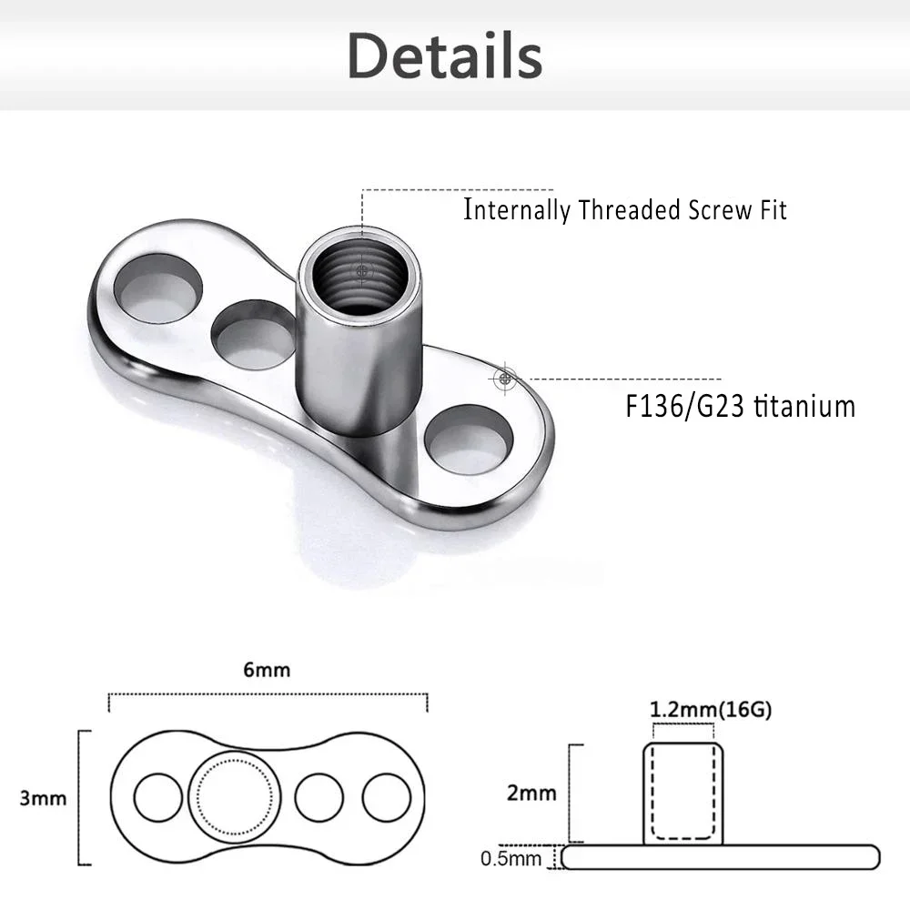 F136 Titanium piercing Dermal Anchor Women Hinged segment Surgical 16G microdermal	Helix Piercing Hiden Skin Diver Body Jewelry