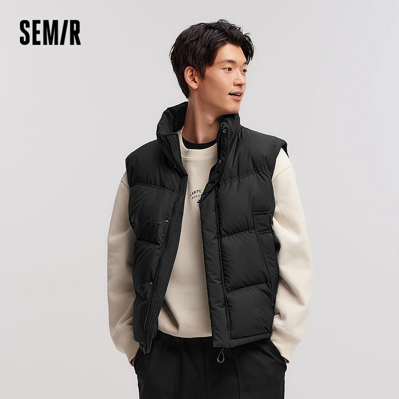 Semir Down Vest Men 2024 Winter New Loose Waterproof Outerwear Couple Solid Color Versatile Vest