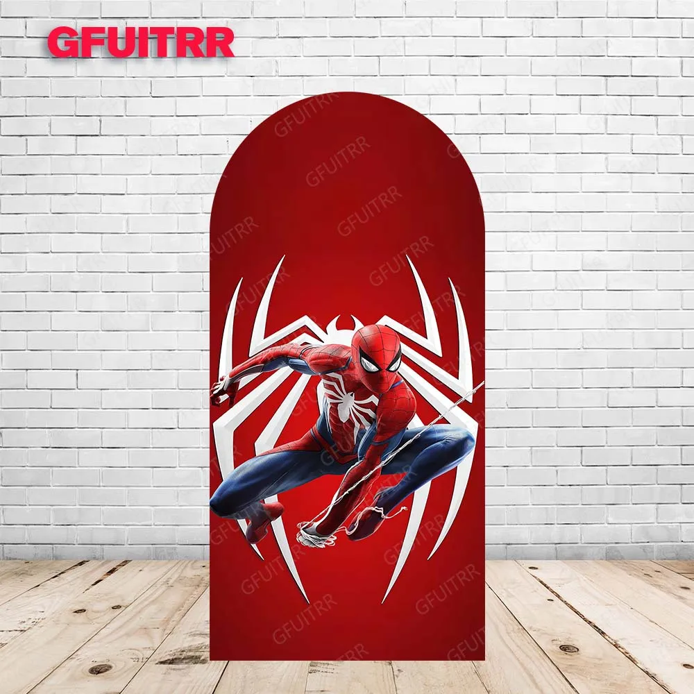 Disney Spider-Man Backdrop Doublesided Arch Cover Super Hero Photography Background Birthday Party Polyester Photo Booth Prop