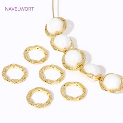 18K Gold Plated Brass Bead Frames With Zircon Circle Frame Spacer Beads Connectors For DIY Bracelet Jewelry Making Findings