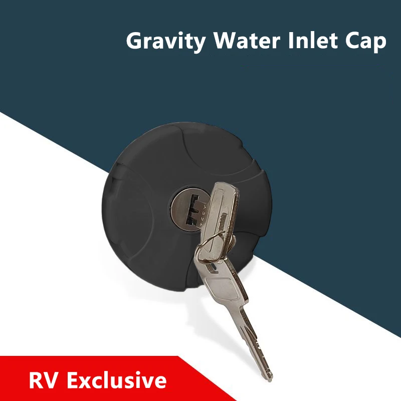 1 مجموعة RV خزان المياه قفل غطاء حشو المياه البلاستيك الأسود مع مفاتيح ل Fiamma قافلة متنقل OEM98658001 RV اكسسوارات #1