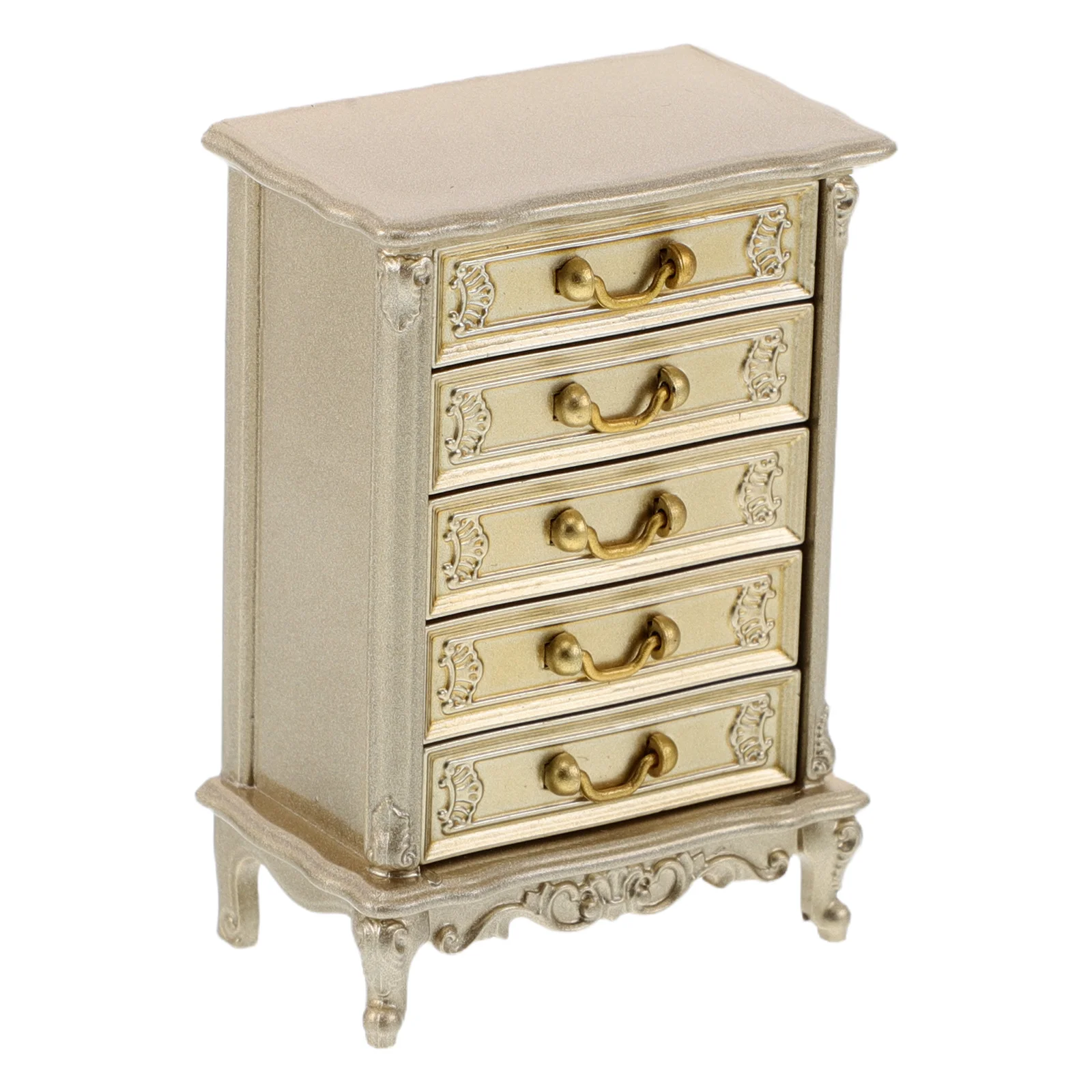 

Chest of Drawers Dollhouse Miniature Simulation Accessories Silver Pretend Play Props