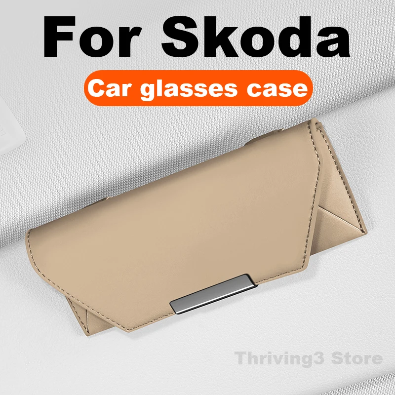 

Car Glasses Case For Skoda Enyaq Coupe Elroq Octavia Kamiq Kodiaq PHEV Slavia Kushaq Fabia Superb 2025 Auto Sun Glasses Holder