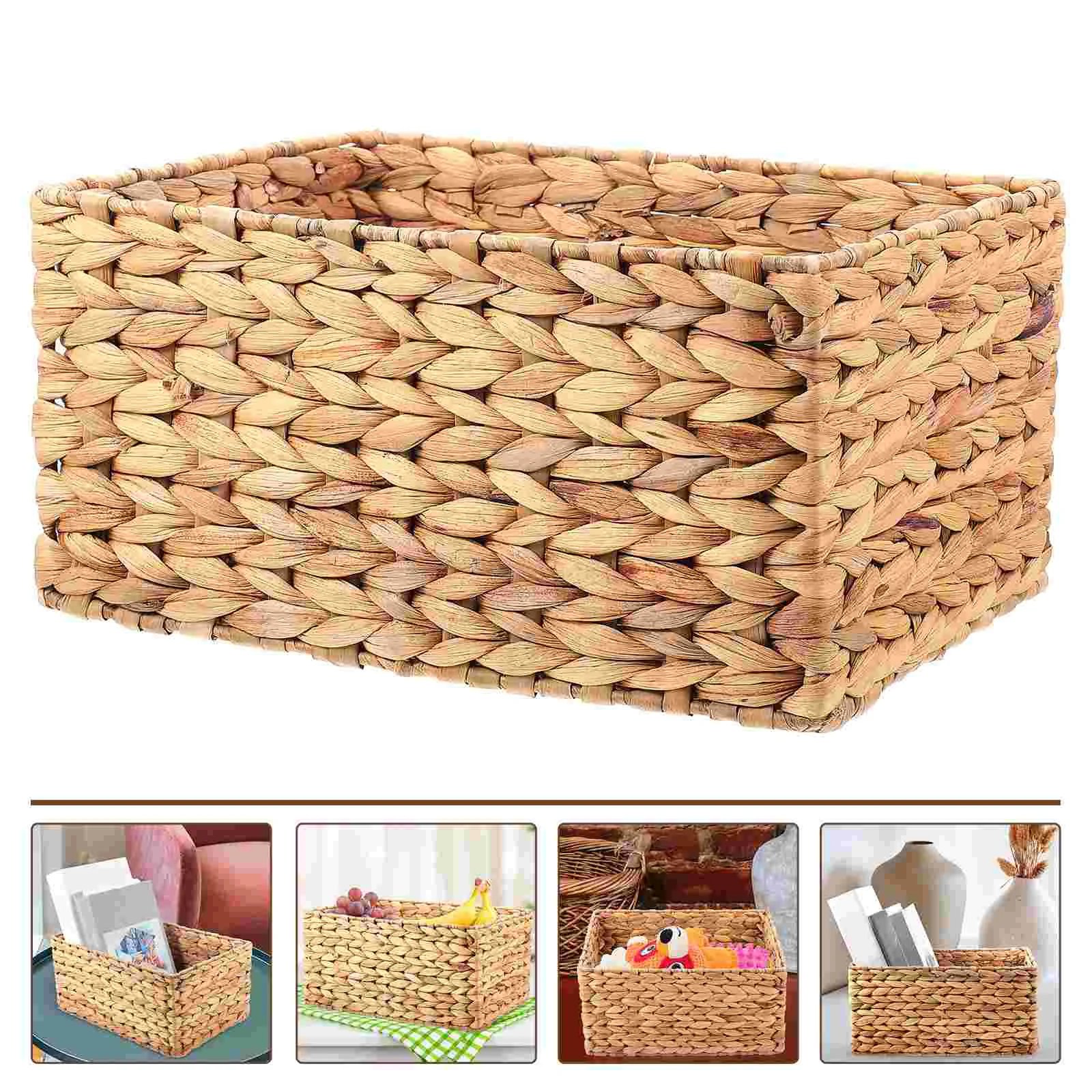 Storage Bin White Shelves Basket Rattan Baskets for Toilet Paper Wicker Shelf Hyacinth Rectangular Travel Child