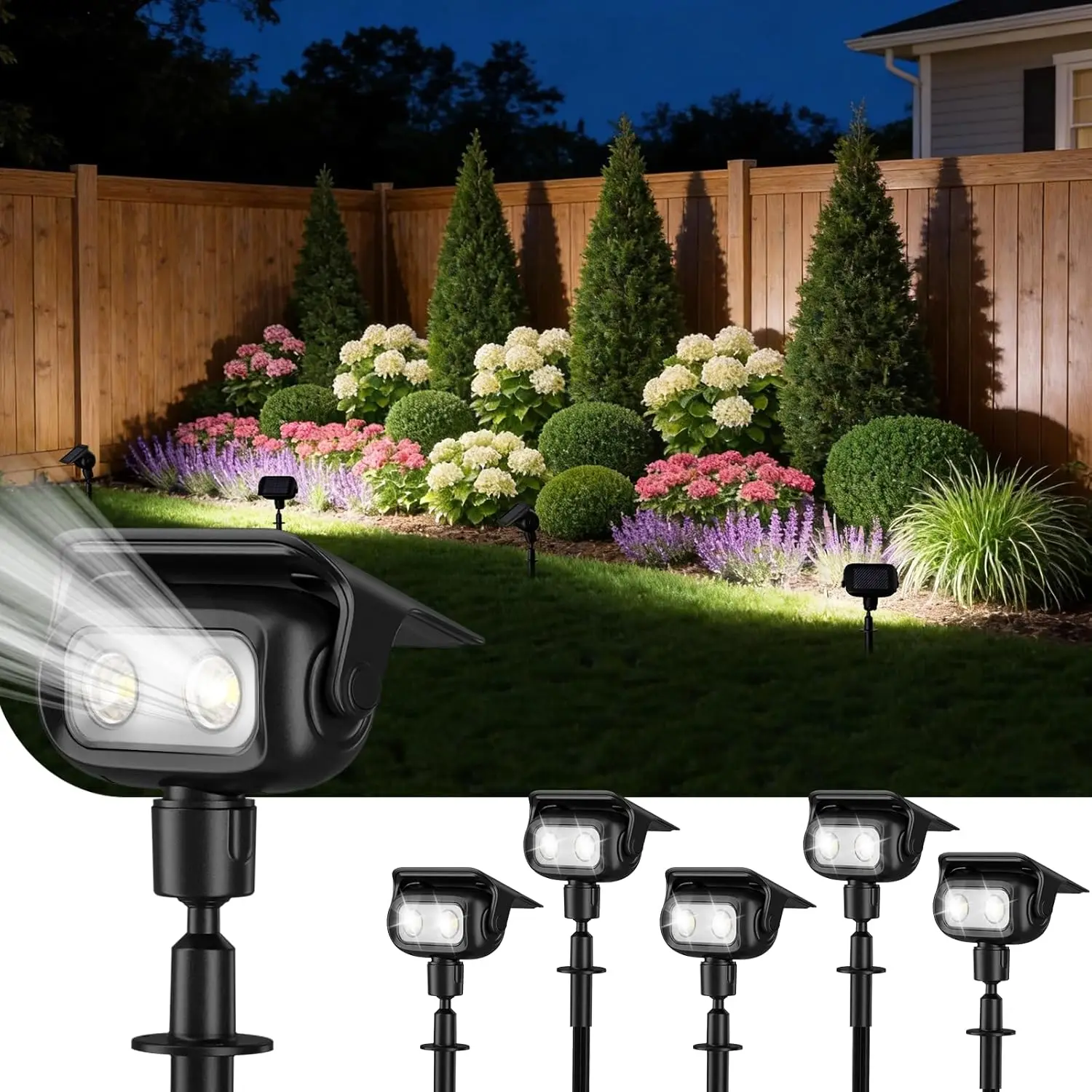 

Solar Spot Lights Outdoor, Waterproof Spotlights with 2 Brightness Mode, Landscape Lighting Solar Lights for Garden, Yard