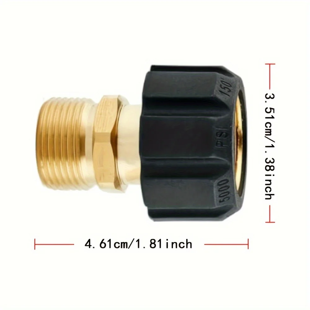 Hochdruckreiniger-Adapter M22, 15 mm Buchse auf 14 mm Stecker, Schnellanschluss, 4500 PSI, Hochdruckreiniger-Kupplung für Schlauch/Pistole – Detail 5