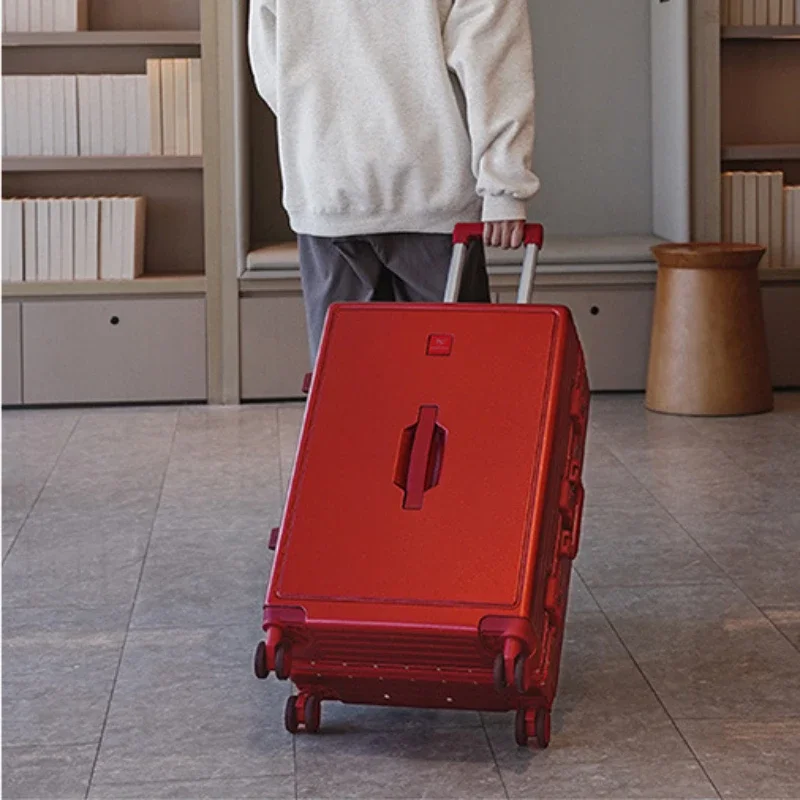 Valise de Voyage à Roulettes avec Cadre en Aluminium, Coffre d'Étudiant de Grande Capacité, Boîte d'Embarquement avec Porte-Gobelet, Nouveau Design