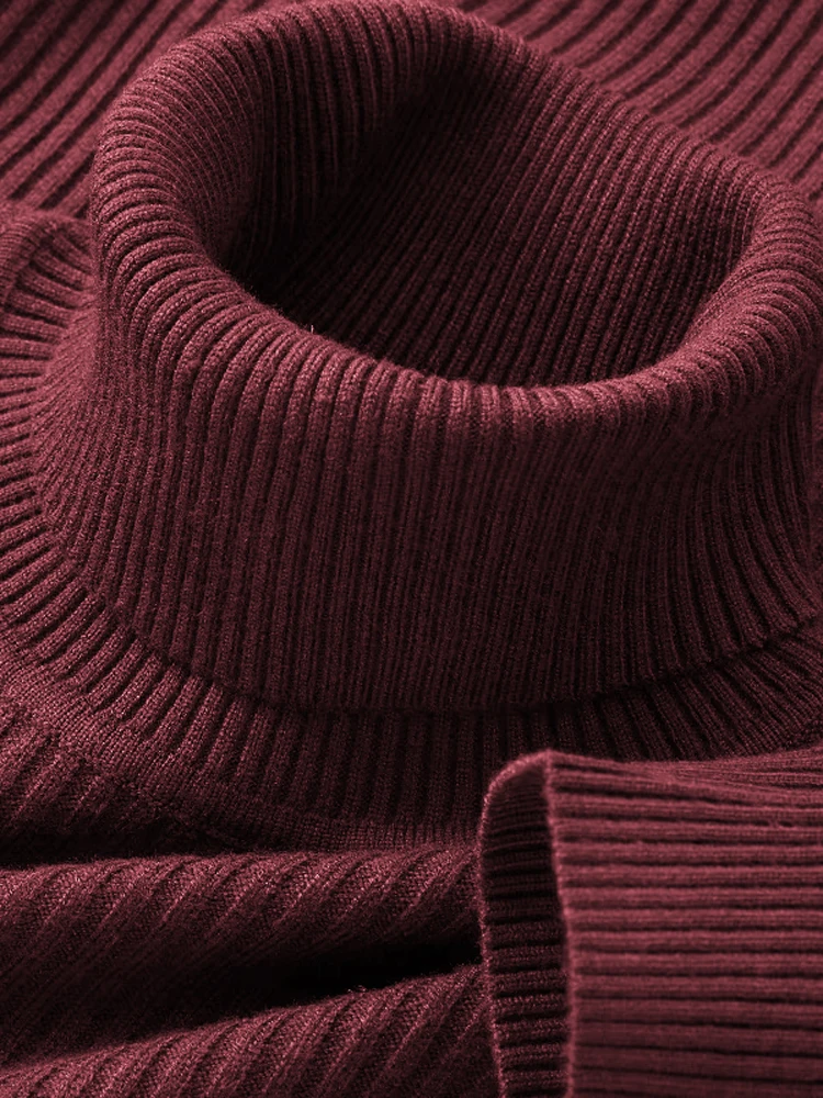 Pull à manches longues et col roulé pour homme, tricoté à rayures, lourd, pour l'extérieur, couleur unie, manteaux chauds quotidiens, automne et hiver