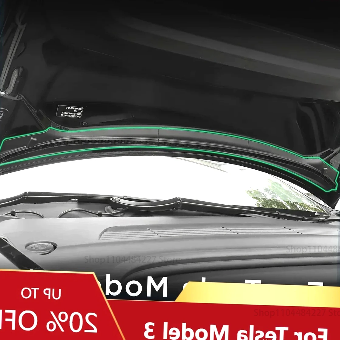 

For Tesla Model 3 Model Y 2023 Car Accessories Hood Waterproof Seal Strip ABS Front Chassis Air Inlet Protective Cover
