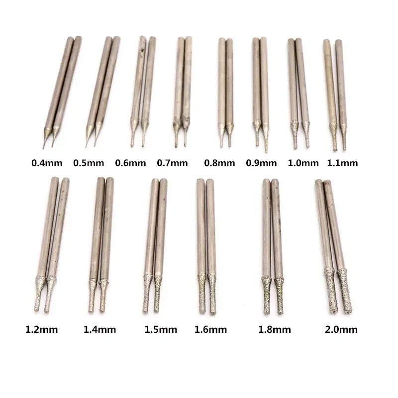 0.4/0.6/0.8/1/1.2/1.4/1.6/1.8mm Diamond Coated Tipped Drill Bit for Tile Jewellery Glass Lapidary Burr Gemstone 2.35mm Shanks