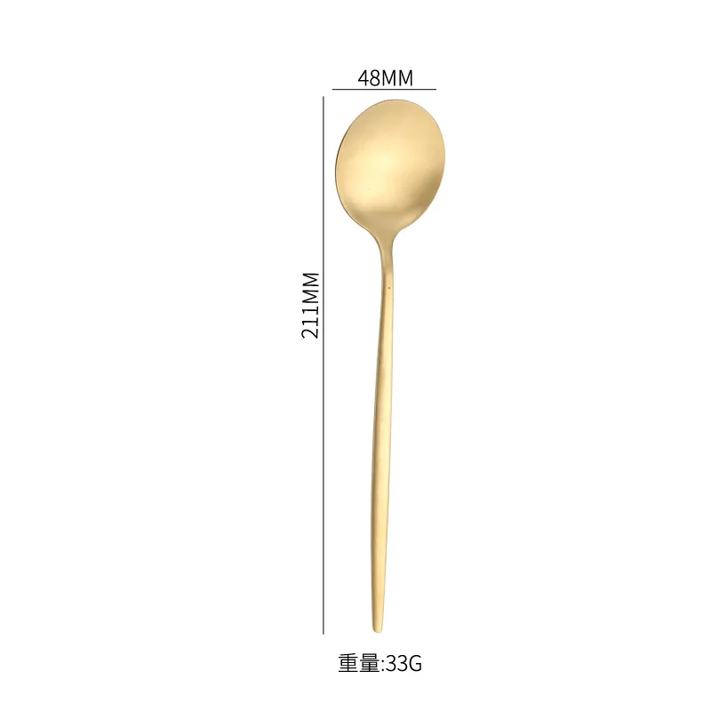 21cm Stainless Steel Golden Table Spoon Kitchen Utensils Set Multifunctional Spoon Frosted Spoon Hotel Furniture Spoon F2