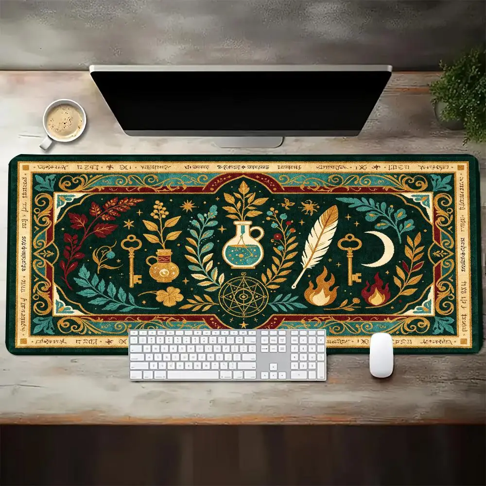 Vintage Key Feather Botany Rug Mouse Pad Table Mat Thick Rubber Non Slip Base For Retro Study